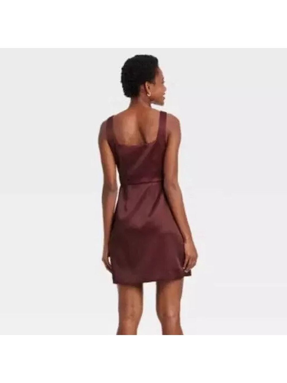 A New Day Satin Burgundy Dress - Picture 3 of 9
